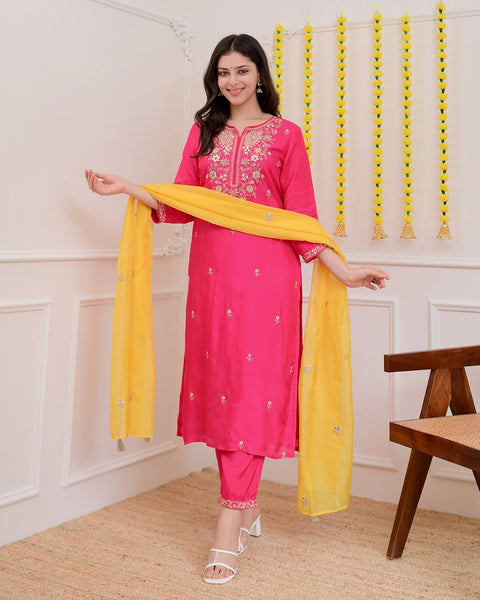 New Rich Multi-Sequence with Fine Coding Work 3-Piece Kurti Set