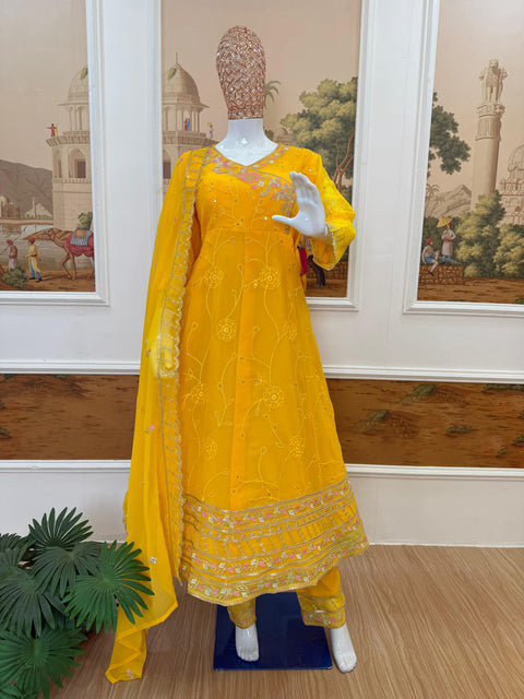 New FESTIVAL SPECIAL EMBROIDERED GOWN WITH DUPATTA & PENT3 PIECE EMBROIDERED GOWN