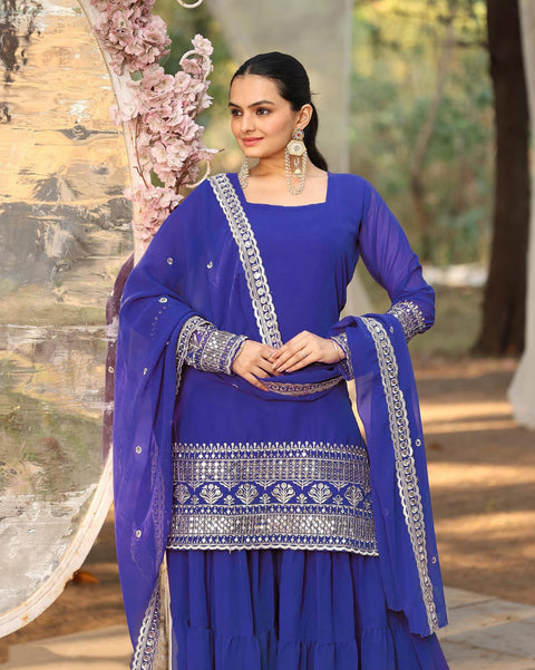 New Premium Georgette Women’s Kurta sharara Dupatta Set
