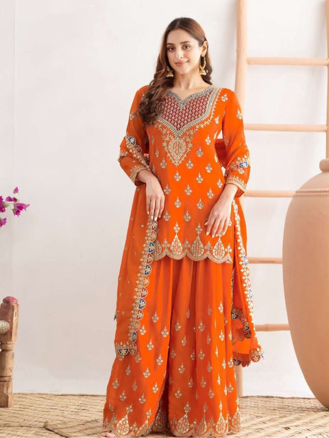 New Designer Party Sharara Suit & Dupatta Set