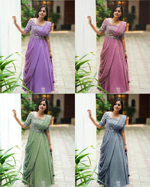NEWLY LAUNCHED GOWN WITH ATTACHED DUPATTA & BELT