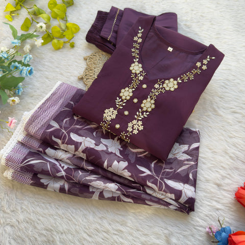 New Designers Kurti Pent Dupatta 3 pic Set