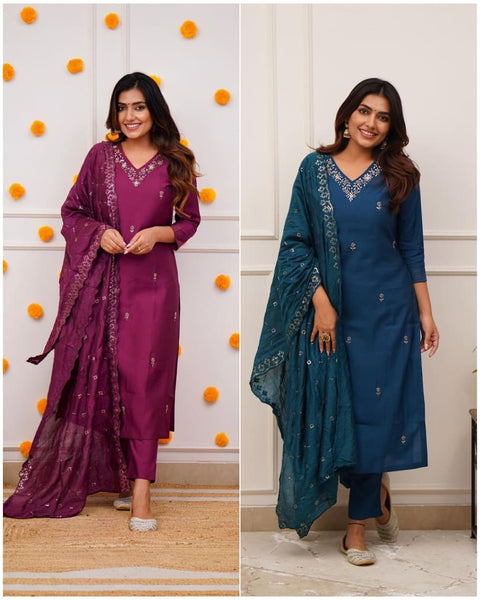 New Arrival Exclusive Fastival Collection Viscose Chanderi Gorgeous Dupatta With Embroidery work kurti