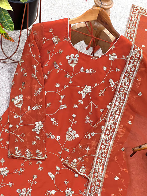 New Designer Party Wear Look Top-Plazzo and Dupatta With Heavy Embroidery Work