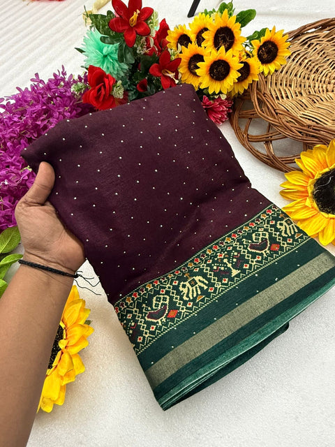New Premium leriya with patola nd bandhani Original ekkat saree