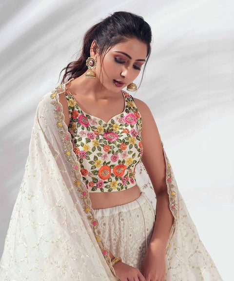 New BRIDAL WEAR HEAVY FUAX GEORGETTE CHINE SEQUENCE WORK LEHENGAS CHOLI