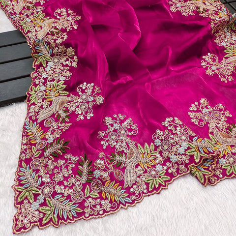 NEW ZIMMY CHU DESIGNER HEAVY EMBRODERY WORK SAREE