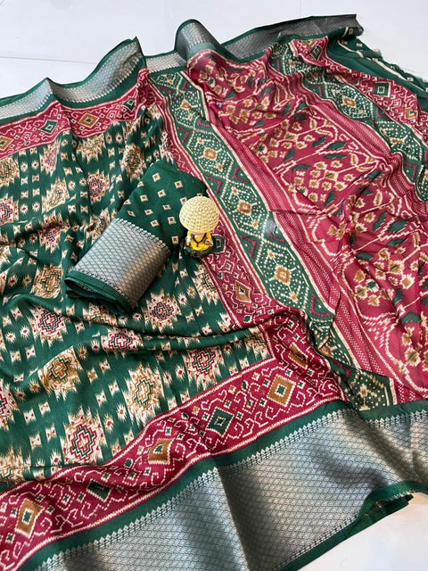 New soft dola silk saree with jequrd boder beutiful bandhej saree