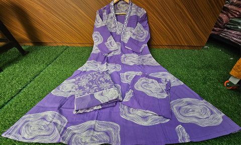 NEW LAUNCHING printed cotton anarkali kurti with plazo and mulmul duptta