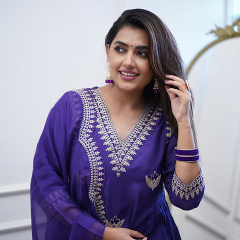 New Premium Chanderi Cotton kurti pant dupatta set