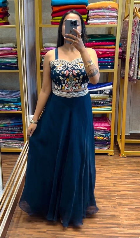 New Party Wear Look Jacket Blouse And Lehenga