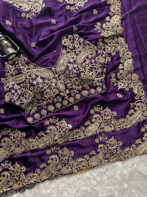 NEW DESIGNER HEAVY EMBRODERY WORK SAREE