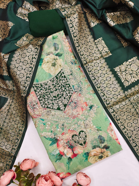 New modal chanderi print with coding work Exclusive Dress Material Suit