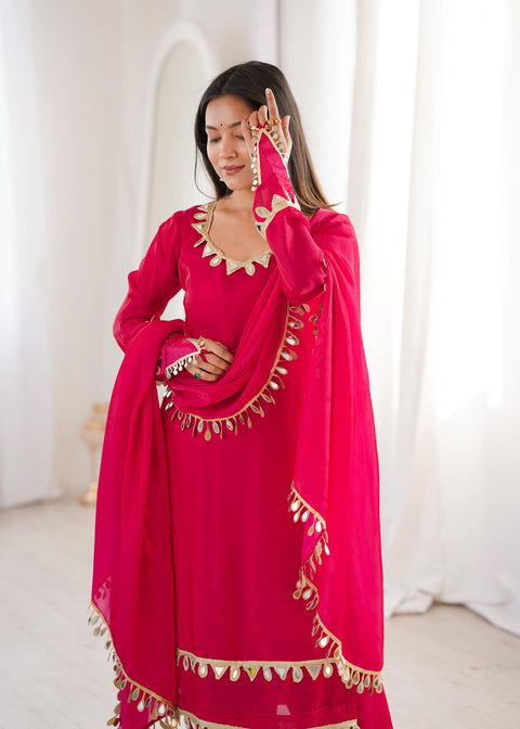 NEW Premium Real Miror Work  FENDY SILK PLAZZO with Duppata