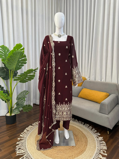 New Classy Tones with Premium Fabric & DetailingElegant Ethnic WearDesigner Suit & Pent Set