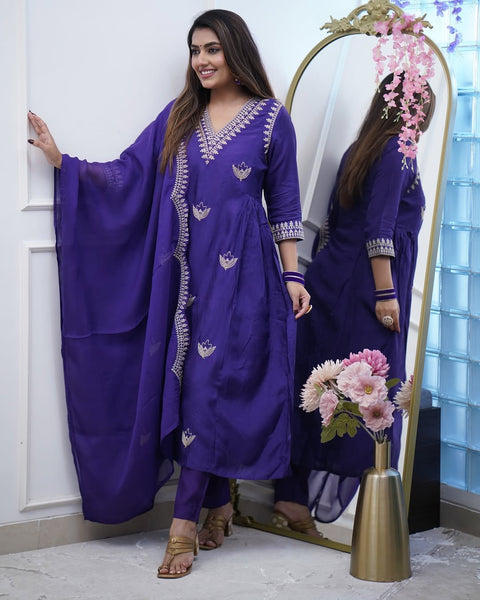 New Premium Chanderi Cotton kurti pant dupatta set
