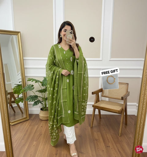 New kurta set with Cotton Pant & Malmal Dupatta with tier pattern