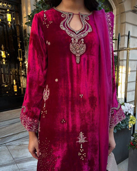 NEWLY LAUNCHED VELVET KURTI-PLAZZO SET