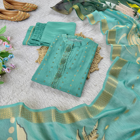 New Designers Kurti Pent Dupatta 3 pic Set