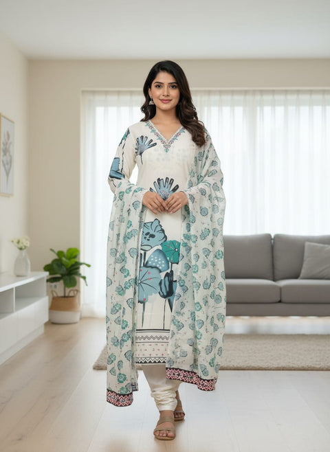 New PREMIUM QUALITY Muslin Silk Kurti With Pant With Dupatta