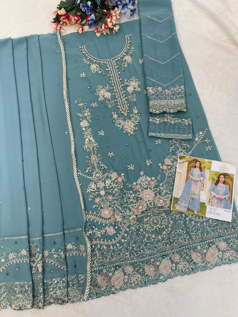 New beautiful Multi Thread & Jari WithSequence Embroidery Stich Khatli Work dress