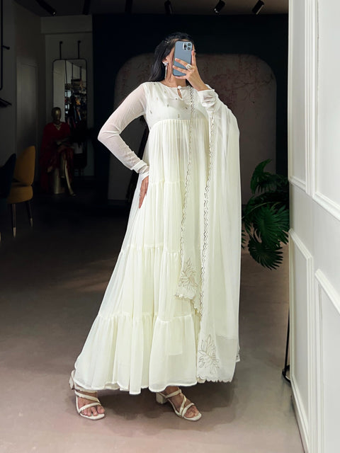 New premium marble fabric, with elegant foil workFlared Anarkali Dress