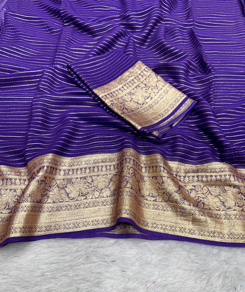 New Arrivals Pure Viscose Georgette Saree With Heavy Weaving Border and Zari Lining Concept With  Contrast Viscose Blouse