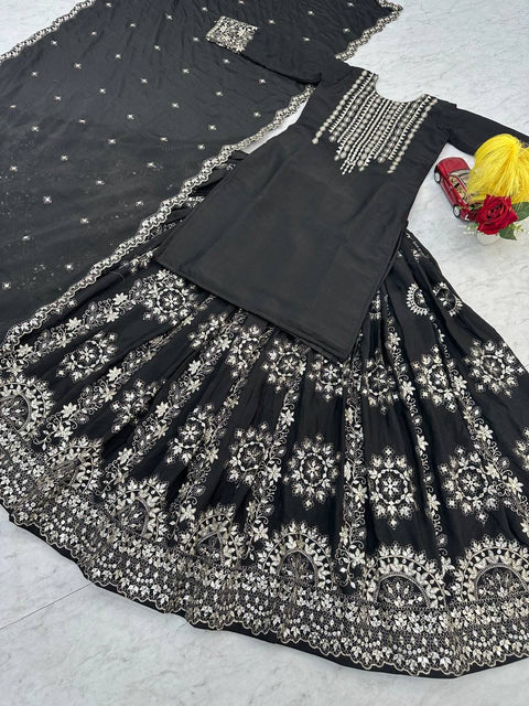 New PremiumHeavy chinon Embroidered Lehenga top dupatta