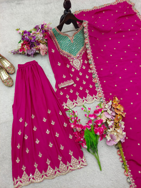 New Designer Party Sharara Suit & Dupatta Set