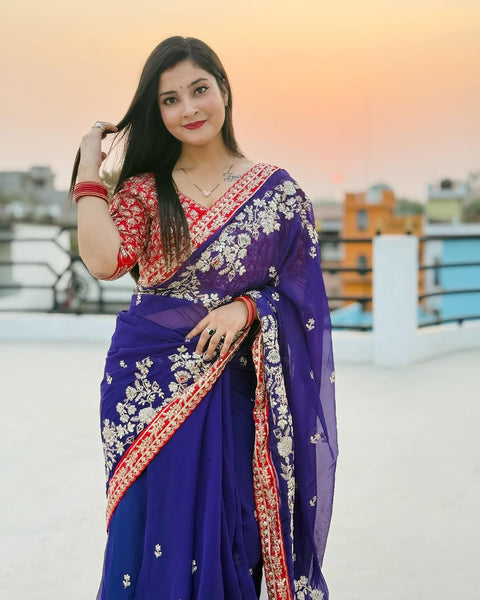 New Heavy Sequence & Coading Lace Border in Saree Work