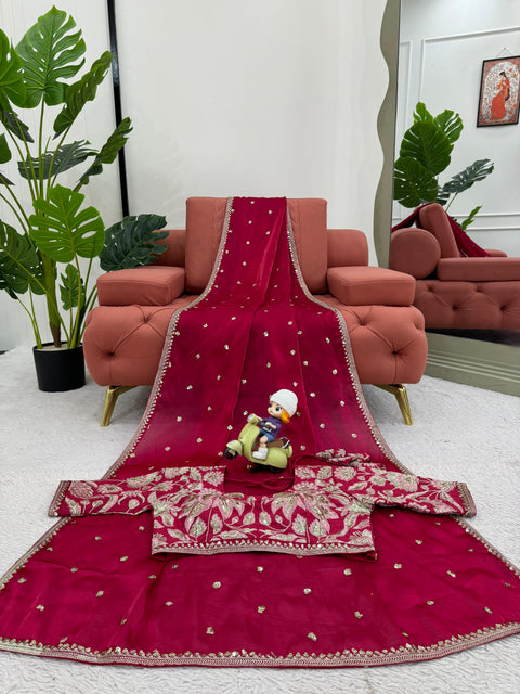 New Premium Thred & Sequnce work beautiful Designer Saree