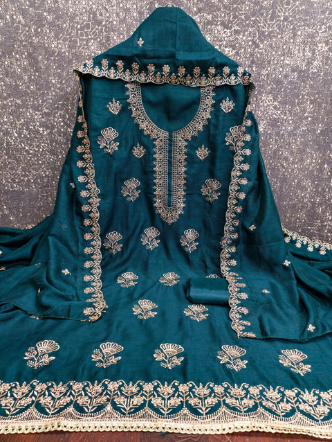 New BEST QUALITY VICHITRA SILK EMBRUDERY WORK Dress
