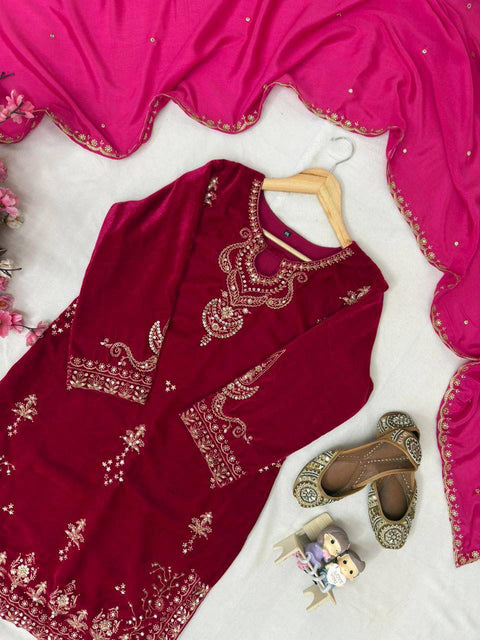 NEWLY LAUNCHED VELVET KURTI-PLAZZO SET