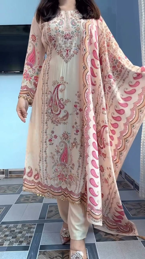 New Premium soft cream or off-white base suit