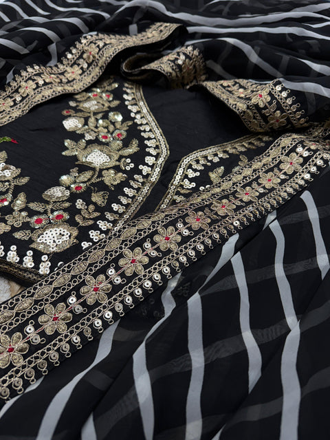 New Premium Beautiful leriya print with lace border work saree