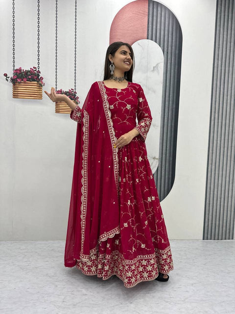New Launching Partywear Gown & Dupatta Set