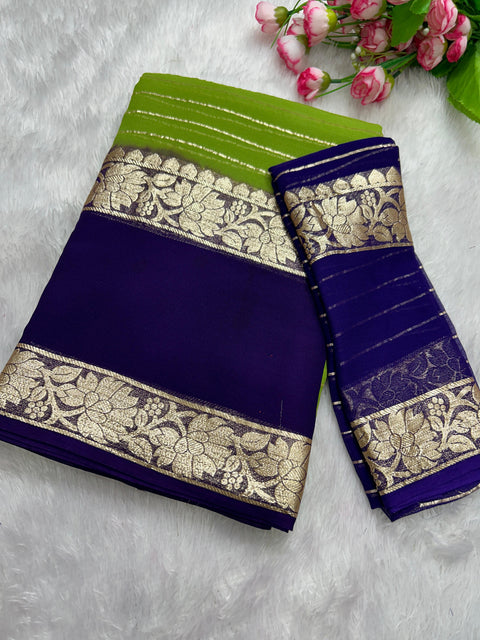 New Premium Georgette Contrast Blouse with Viscose Georgette Saree