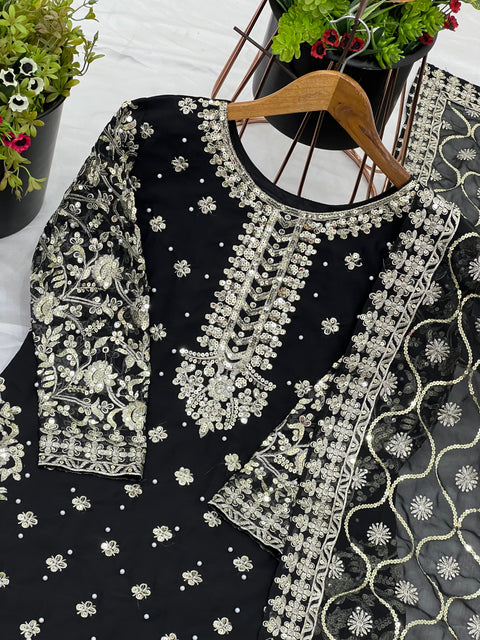 New Designer Party Wear Look Top-Plazzo and Dupatta With Heavy Embroidery Work