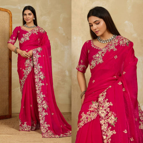 New Launch Party Wear Soft Fendy Chiffon Saree