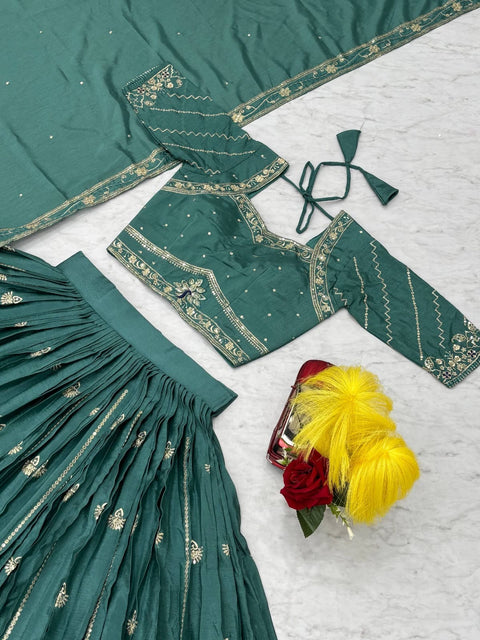 New Chinon fabric Embroidery Thread and Sequence Work Lehenga Choli