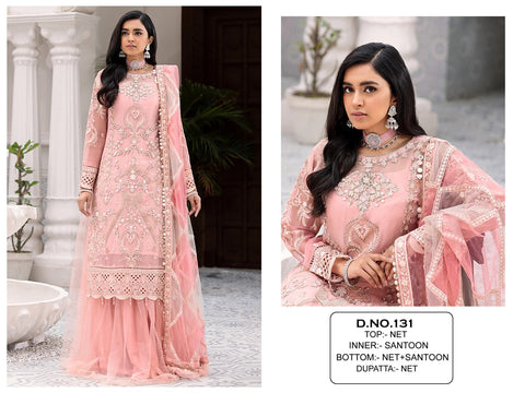New Pakistani Design Net With Sequence Embroidery Work Dress