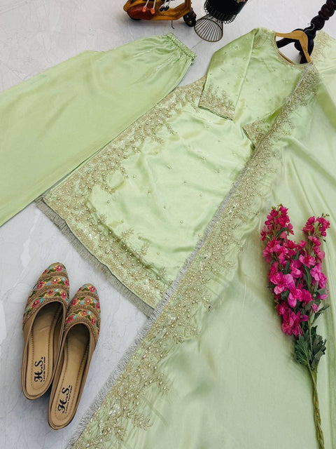 New Designer Party Top Pallazo & Dupatta Set