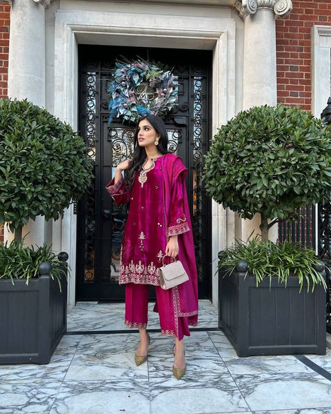 NEWLY LAUNCHED VELVET KURTI-PLAZZO SET