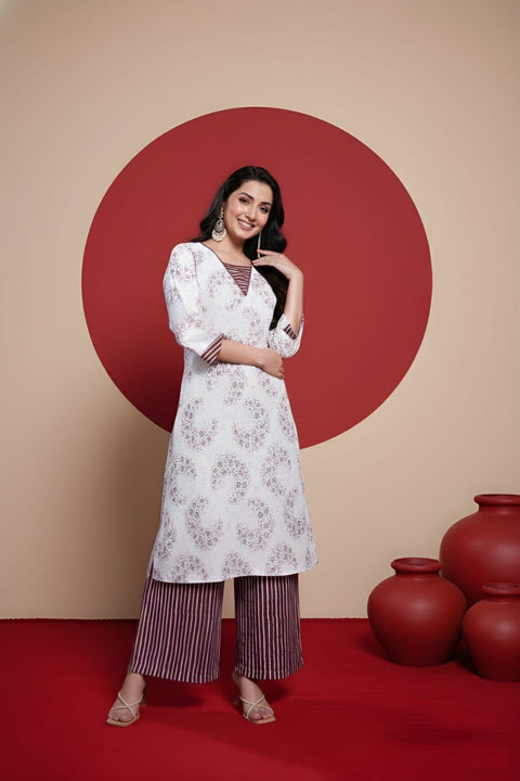 New Cotton printed a-line kurta with plazzo