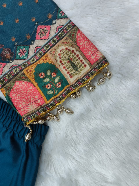 New DESIGNER WEAR JAYPURI TRENDING  TOP WITH PRINTED WORK WITH MIROR WORK WITH PLAZZO AND DUPATTA