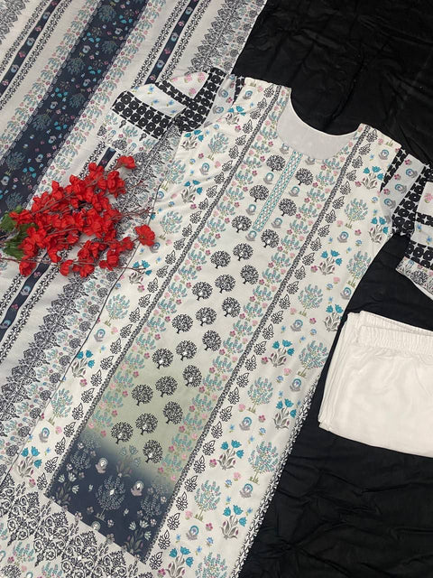 New Premium digital prints Georgette Dupttapair kurti Suit Set