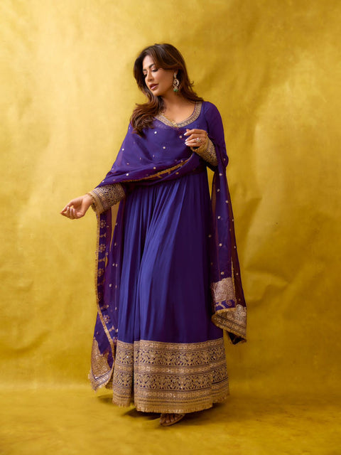 NEWLY LAUNCHED DESIGNER ANARKALI GOWN WITH ELEGANT DUPATTA