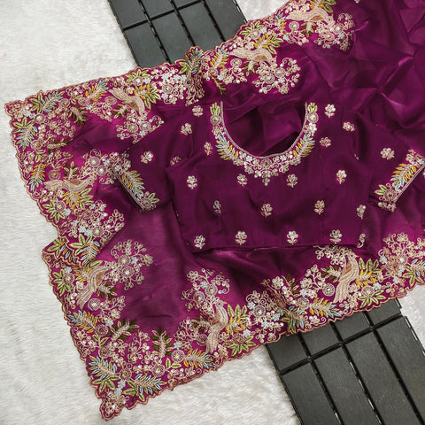 NEW ZIMMY CHU DESIGNER HEAVY EMBRODERY WORK SAREE