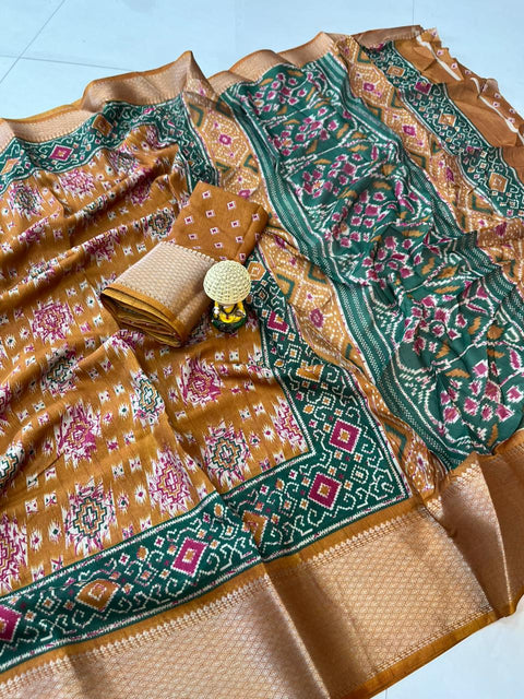 New soft dola silk saree with jequrd boder beutiful bandhej saree
