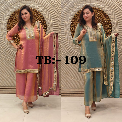 New Beautiful Heavy quality Frendy Silk Silk Fabric designer festive wear 3pc   Peplum Dress